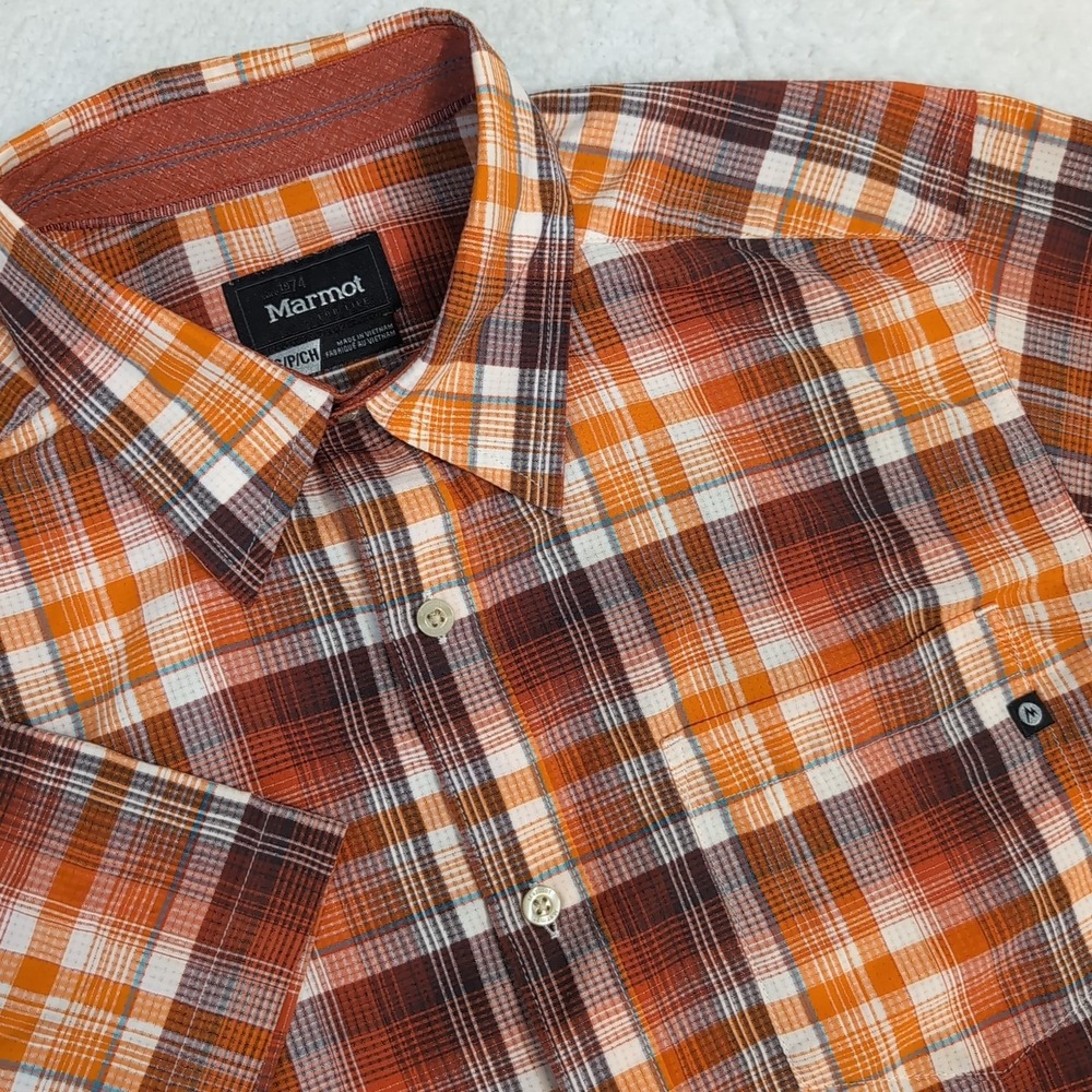 Marmot Multicolor Check Short-Sleeve Woven Shirt Lightweight Men's Sm Nylon